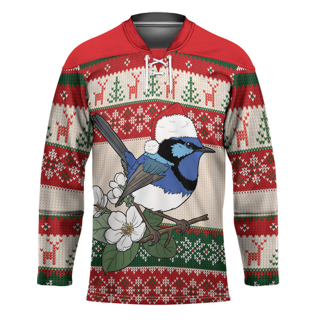 Aussie Fairy-wren Christmas Hockey Jersey Festive Knitted Pattern Inspired