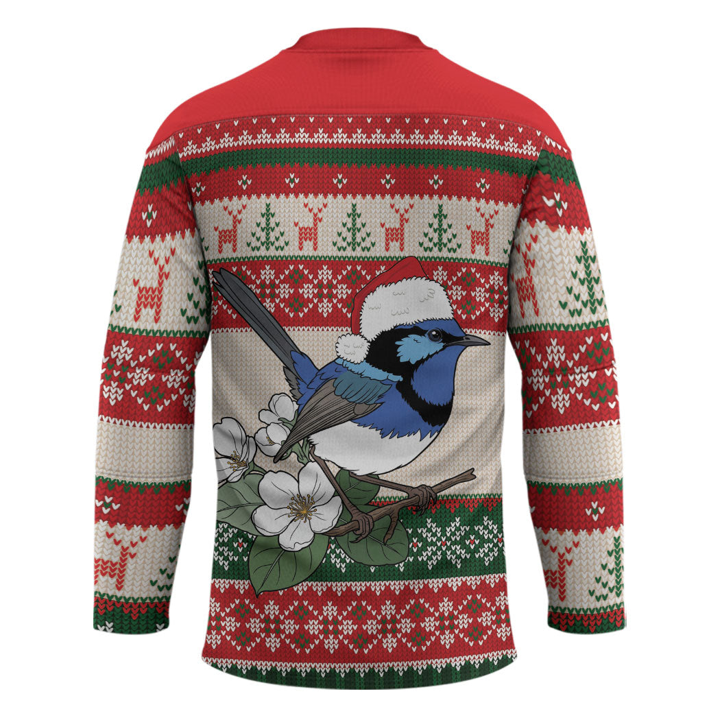 Aussie Fairy-wren Christmas Hockey Jersey Festive Knitted Pattern Inspired