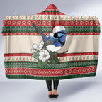 Aussie Fairy-wren Christmas Hooded Blanket Festive Knitted Pattern Inspired