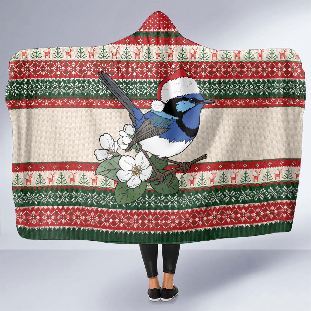 Aussie Fairy-wren Christmas Hooded Blanket Festive Knitted Pattern Inspired