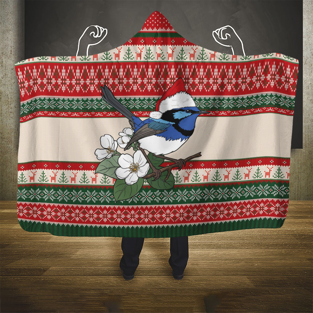 Aussie Fairy-wren Christmas Hooded Blanket Festive Knitted Pattern Inspired