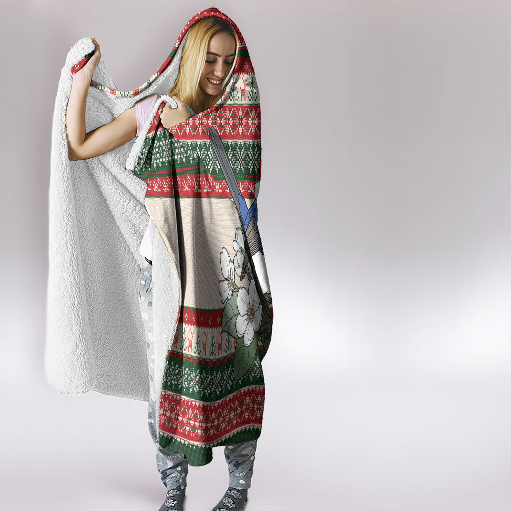 Aussie Fairy-wren Christmas Hooded Blanket Festive Knitted Pattern Inspired