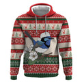 Aussie Fairy-wren Christmas Hoodie Festive Knitted Pattern Inspired