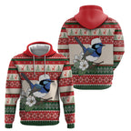 Aussie Fairy-wren Christmas Hoodie Festive Knitted Pattern Inspired