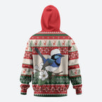 Aussie Fairy-wren Christmas Hoodie Festive Knitted Pattern Inspired