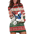 Aussie Fairy-wren Christmas Hoodie Dress Festive Knitted Pattern Inspired