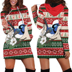 Aussie Fairy-wren Christmas Hoodie Dress Festive Knitted Pattern Inspired