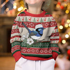 Aussie Fairy-wren Christmas Kid Ugly Christmas Sweater Festive Knitted Pattern Inspired
