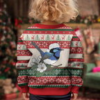 Aussie Fairy-wren Christmas Kid Ugly Christmas Sweater Festive Knitted Pattern Inspired