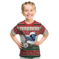 Aussie Fairy-wren Christmas Kid T Shirt Festive Knitted Pattern Inspired