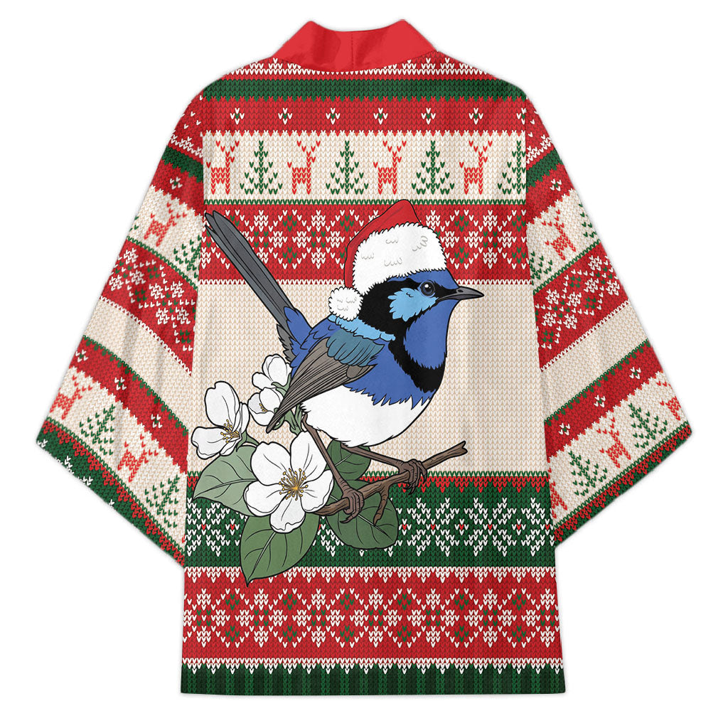 Aussie Fairy-wren Christmas Kimono Festive Knitted Pattern Inspired