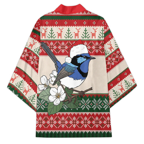 Aussie Fairy-wren Christmas Kimono Festive Knitted Pattern Inspired
