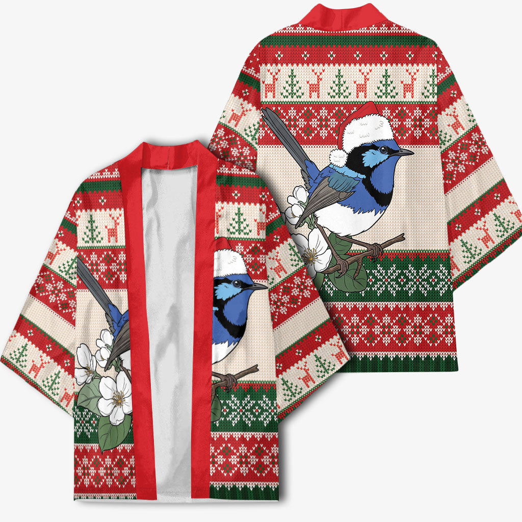 Aussie Fairy-wren Christmas Kimono Festive Knitted Pattern Inspired