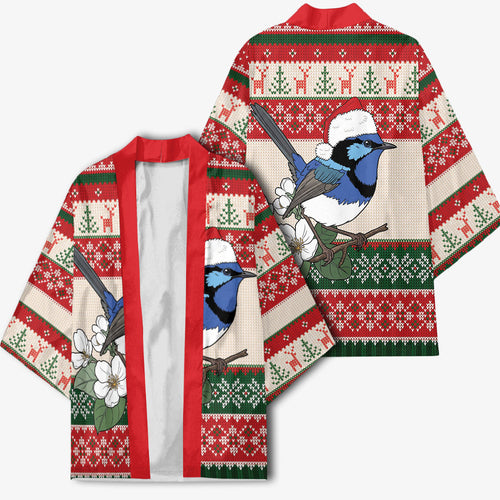 Aussie Fairy-wren Christmas Kimono Festive Knitted Pattern Inspired
