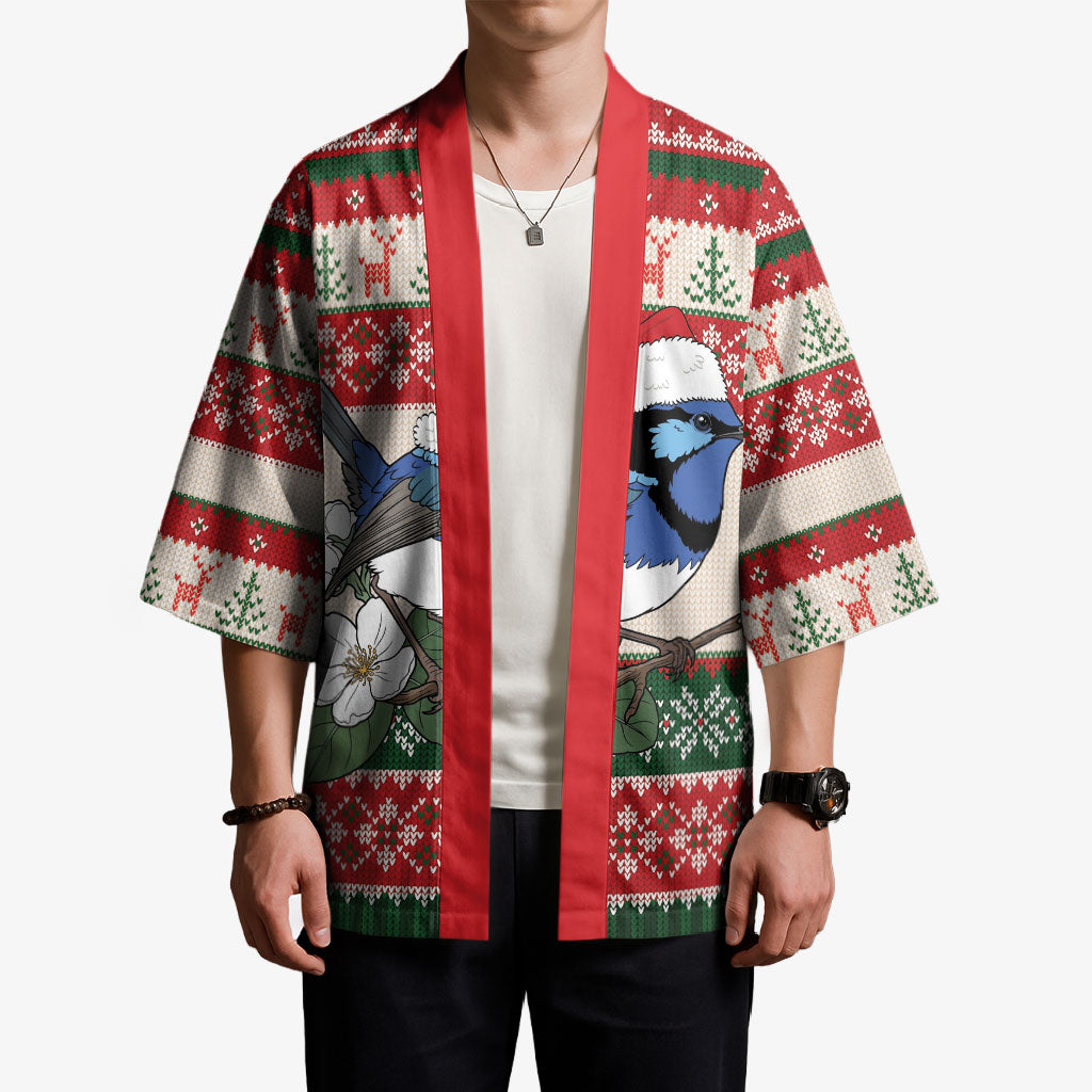 Aussie Fairy-wren Christmas Kimono Festive Knitted Pattern Inspired