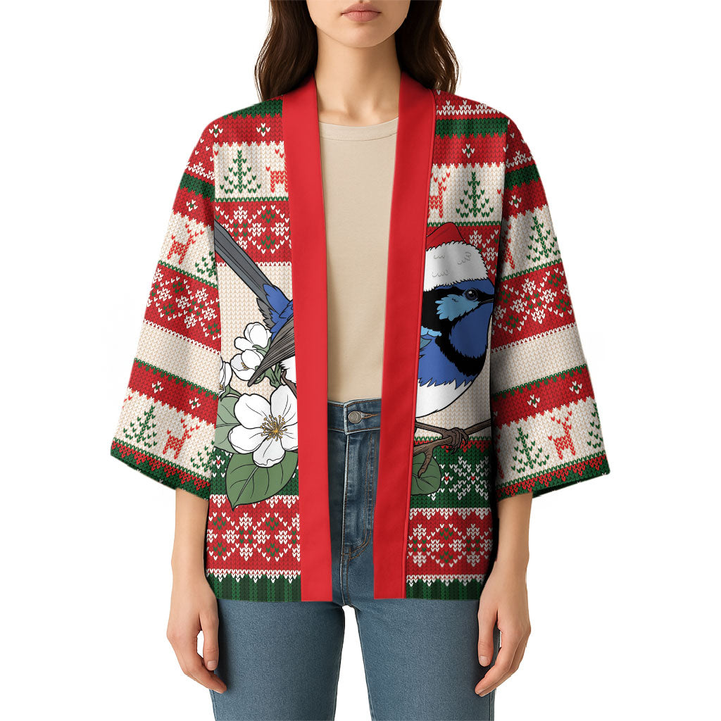 Aussie Fairy-wren Christmas Kimono Festive Knitted Pattern Inspired