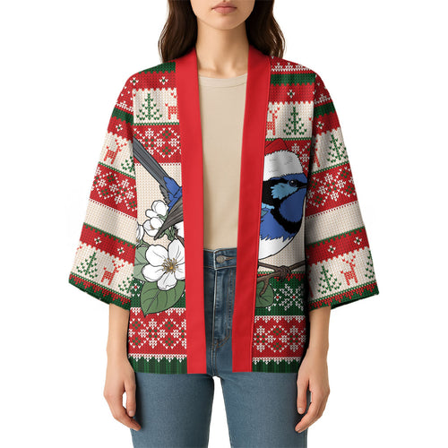 Aussie Fairy-wren Christmas Kimono Festive Knitted Pattern Inspired