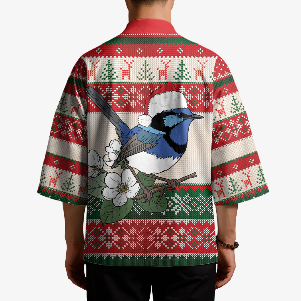 Aussie Fairy-wren Christmas Kimono Festive Knitted Pattern Inspired