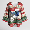 Aussie Fairy-wren Christmas Kimono Sleeve Blouse Festive Knitted Pattern Inspired