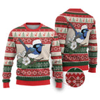 Aussie Fairy-wren Christmas Ugly Christmas Sweater Festive Knitted Pattern Inspired