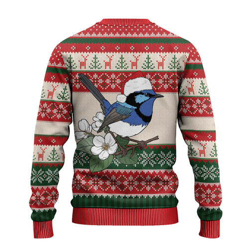 Aussie Fairy-wren Christmas Ugly Christmas Sweater Festive Knitted Pattern Inspired