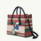 Aussie Fairy-wren Christmas Leather Bag Festive Knitted Pattern Inspired