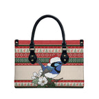 Aussie Fairy-wren Christmas Leather Bag Festive Knitted Pattern Inspired