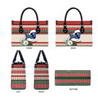 Aussie Fairy-wren Christmas Leather Bag Festive Knitted Pattern Inspired