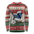Aussie Fairy-wren Christmas Long Sleeve Shirt Festive Knitted Pattern Inspired