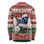 Aussie Fairy-wren Christmas Long Sleeve Shirt Festive Knitted Pattern Inspired