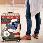 Aussie Fairy-wren Christmas Luggage Cover Festive Knitted Pattern Inspired