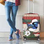 Aussie Fairy-wren Christmas Luggage Cover Festive Knitted Pattern Inspired
