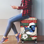 Aussie Fairy-wren Christmas Luggage Cover Festive Knitted Pattern Inspired