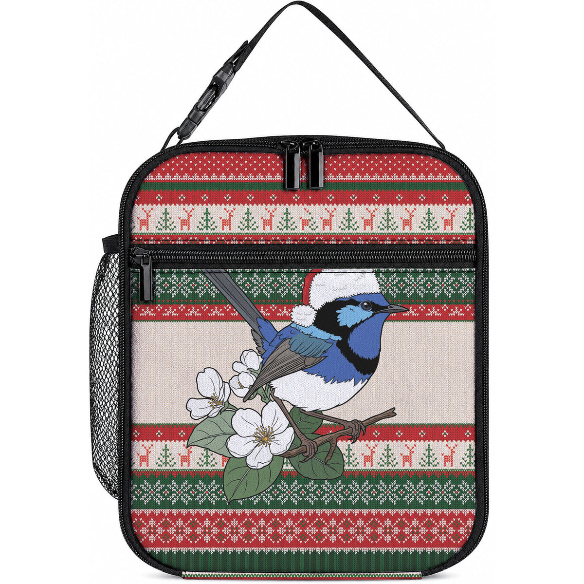 Aussie Fairy-wren Christmas Lunch Bag Festive Knitted Pattern Inspired