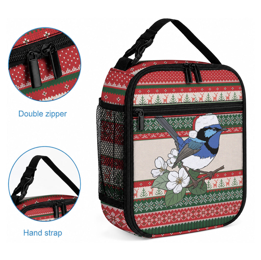 Aussie Fairy-wren Christmas Lunch Bag Festive Knitted Pattern Inspired