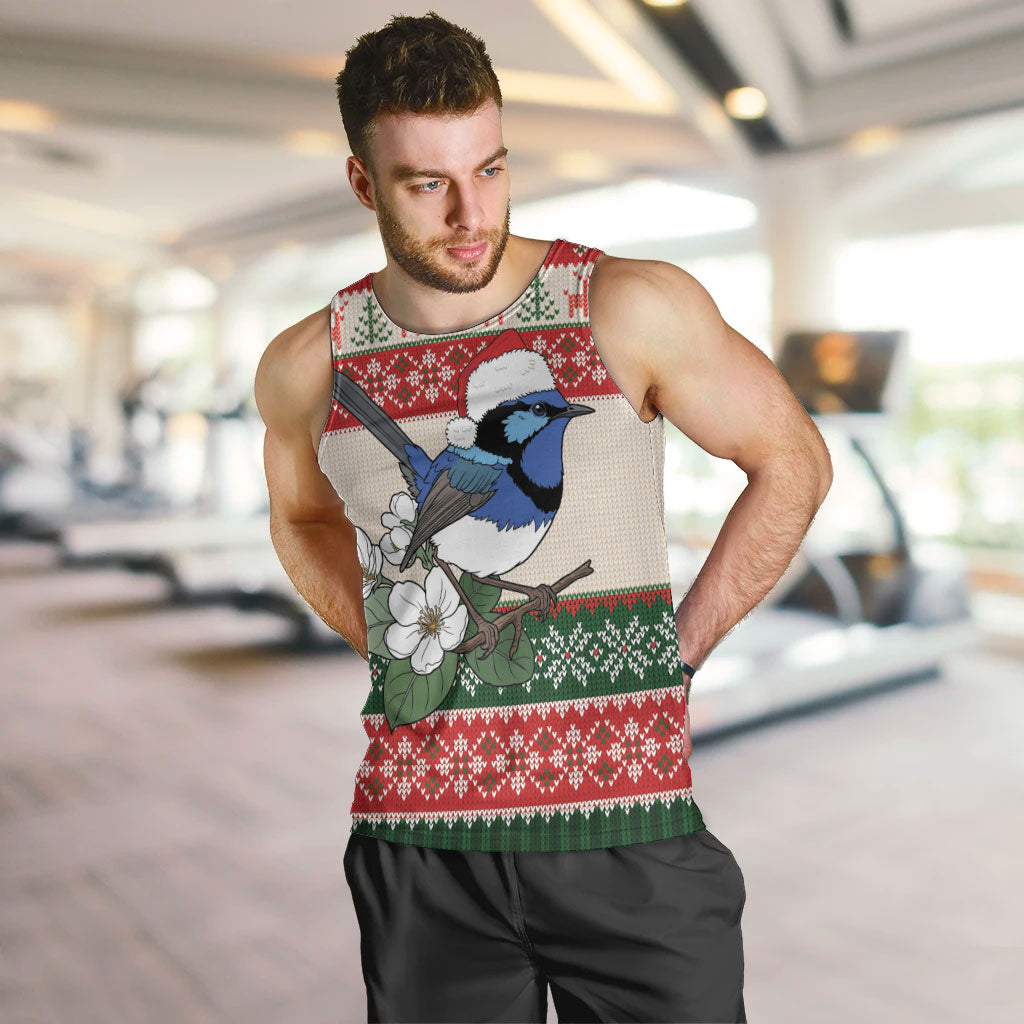 Aussie Fairy-wren Christmas Men Tank Top Festive Knitted Pattern Inspired