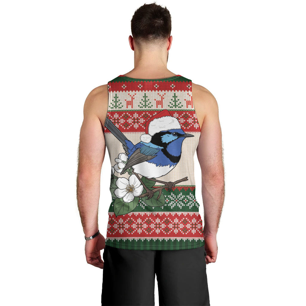 Aussie Fairy-wren Christmas Men Tank Top Festive Knitted Pattern Inspired
