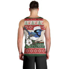 Aussie Fairy-wren Christmas Men Tank Top Festive Knitted Pattern Inspired