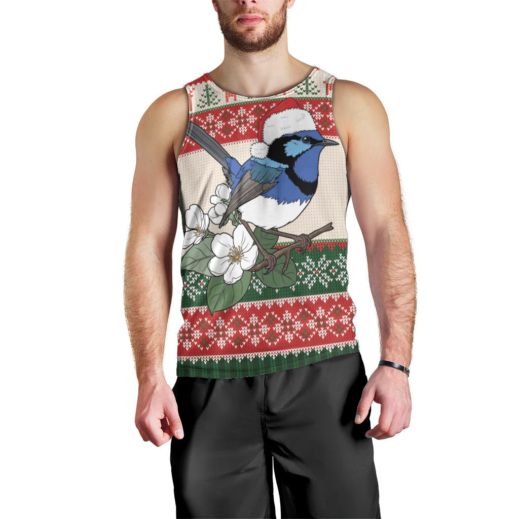 Aussie Fairy-wren Christmas Men Tank Top Festive Knitted Pattern Inspired