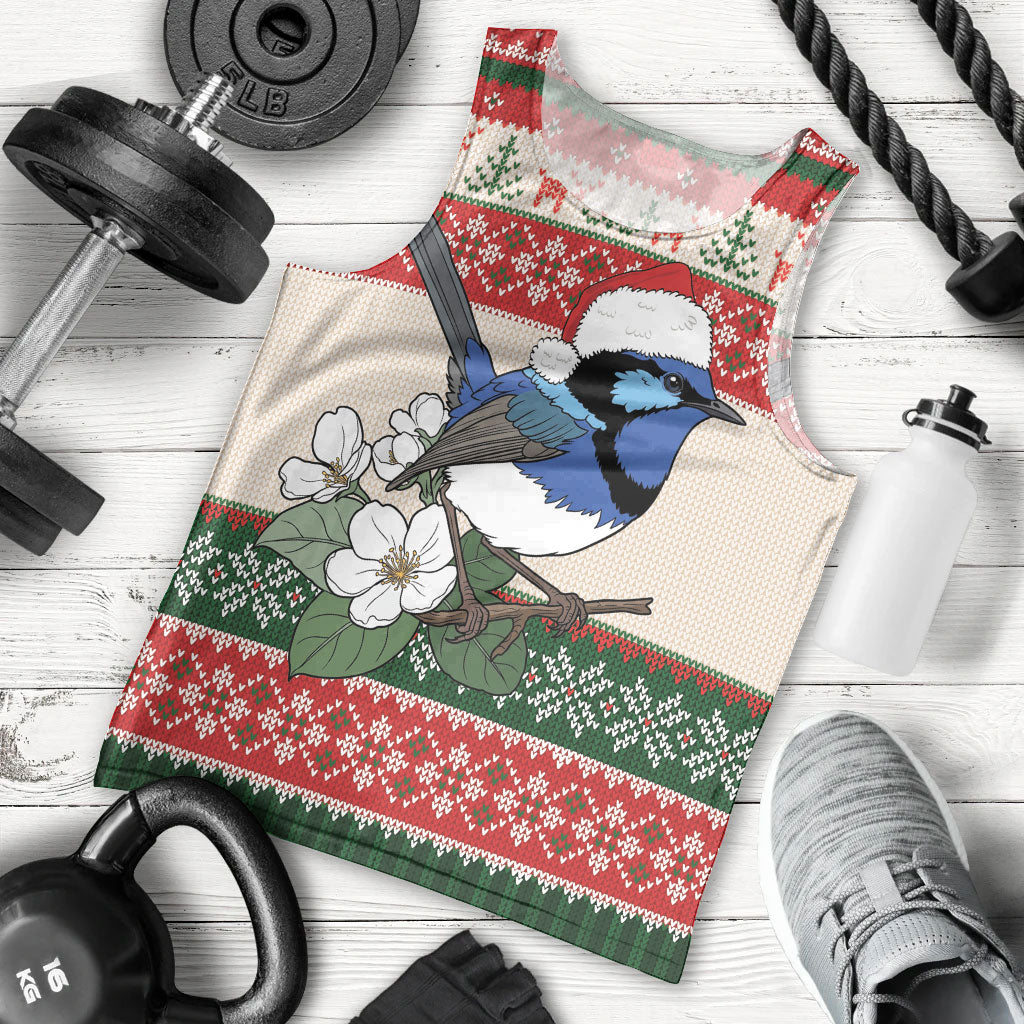Aussie Fairy-wren Christmas Men Tank Top Festive Knitted Pattern Inspired