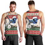 Aussie Fairy-wren Christmas Men Tank Top Festive Knitted Pattern Inspired
