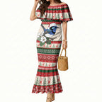 Aussie Fairy-wren Christmas Mermaid Dress Festive Knitted Pattern Inspired