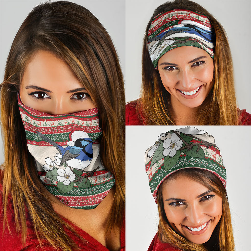 Aussie Fairy-wren Christmas Neck Gaiter Festive Knitted Pattern Inspired