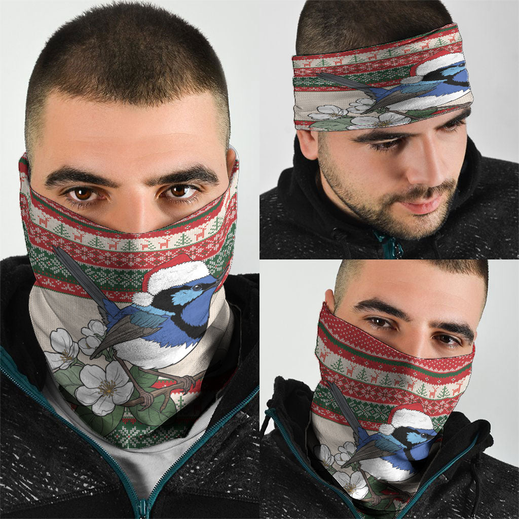 Aussie Fairy-wren Christmas Neck Gaiter Festive Knitted Pattern Inspired