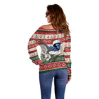 Aussie Fairy-wren Christmas Off Shoulder Sweater Festive Knitted Pattern Inspired