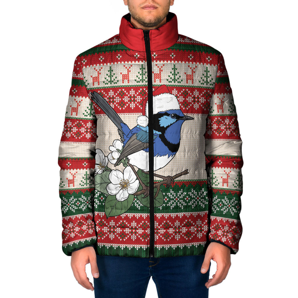 Aussie Fairy-wren Christmas Padded Jacket Festive Knitted Pattern Inspired
