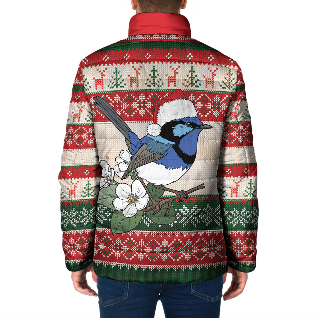 Aussie Fairy-wren Christmas Padded Jacket Festive Knitted Pattern Inspired