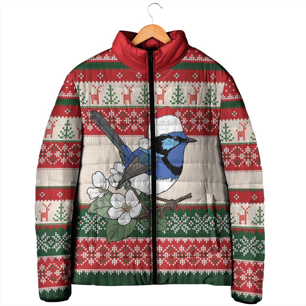 Aussie Fairy-wren Christmas Padded Jacket Festive Knitted Pattern Inspired