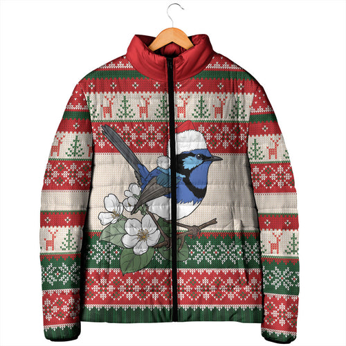 Aussie Fairy-wren Christmas Padded Jacket Festive Knitted Pattern Inspired