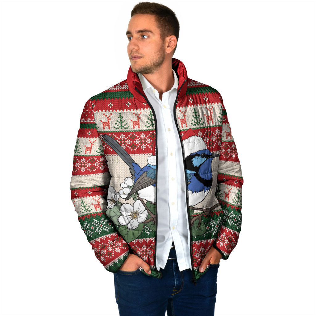Aussie Fairy-wren Christmas Padded Jacket Festive Knitted Pattern Inspired